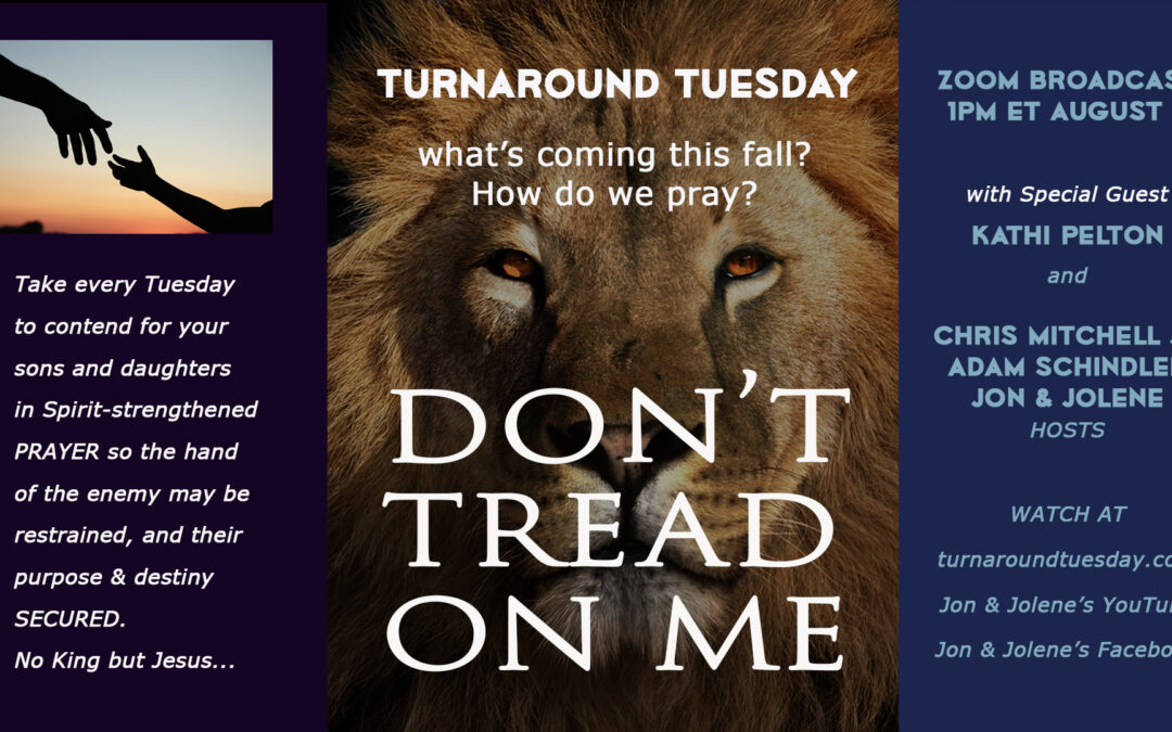 DON’T TREAD ON ME! 1pm TURNAROUND TUESDAY ZOOMWhat’s coming this Fall? How do we pray?